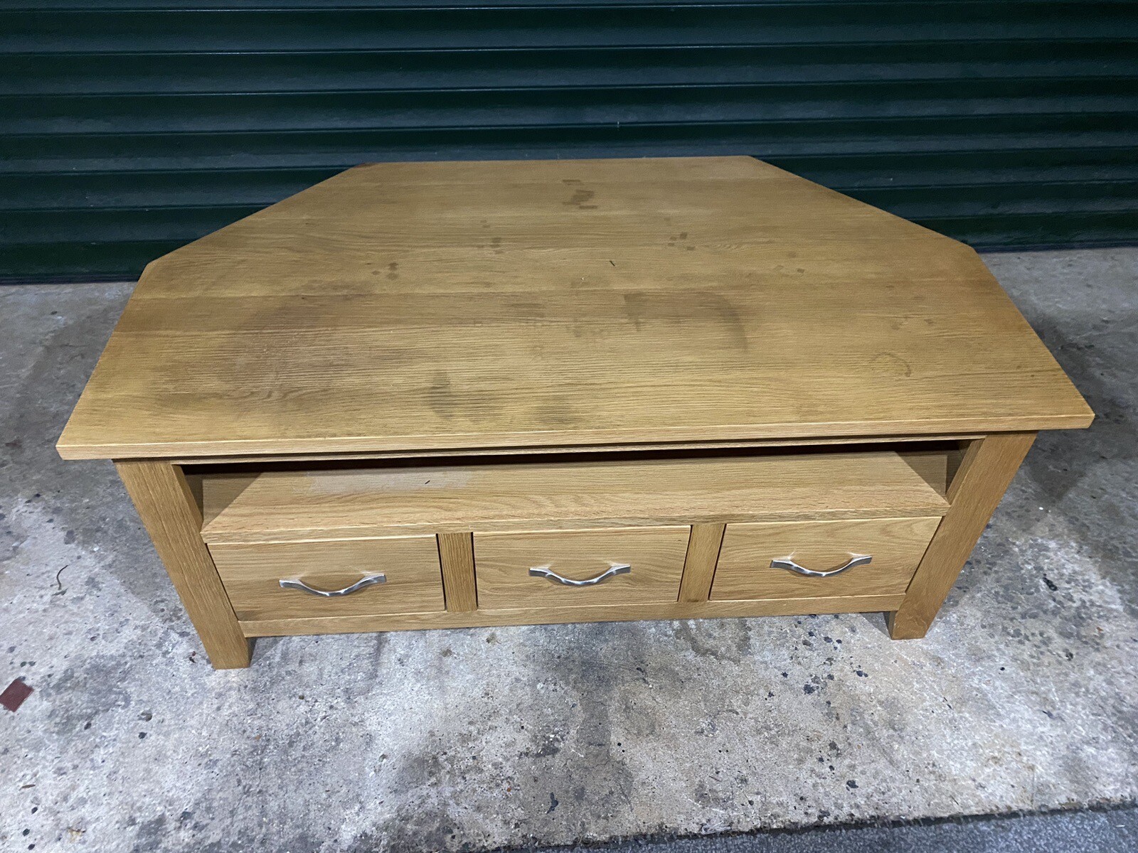 Used Solid Oak Corner Tv Stand eBay