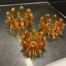 Italian Murano Art Vtg Glass peach Stacking Ashtrays Nesting Bowls *Set 3*