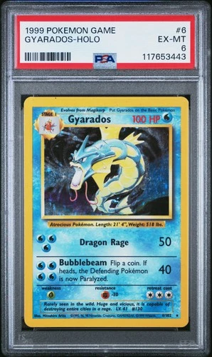 1999 POKEMON BASE SET UNLIMITED #6 GYARADOS-HOLO PSA 6