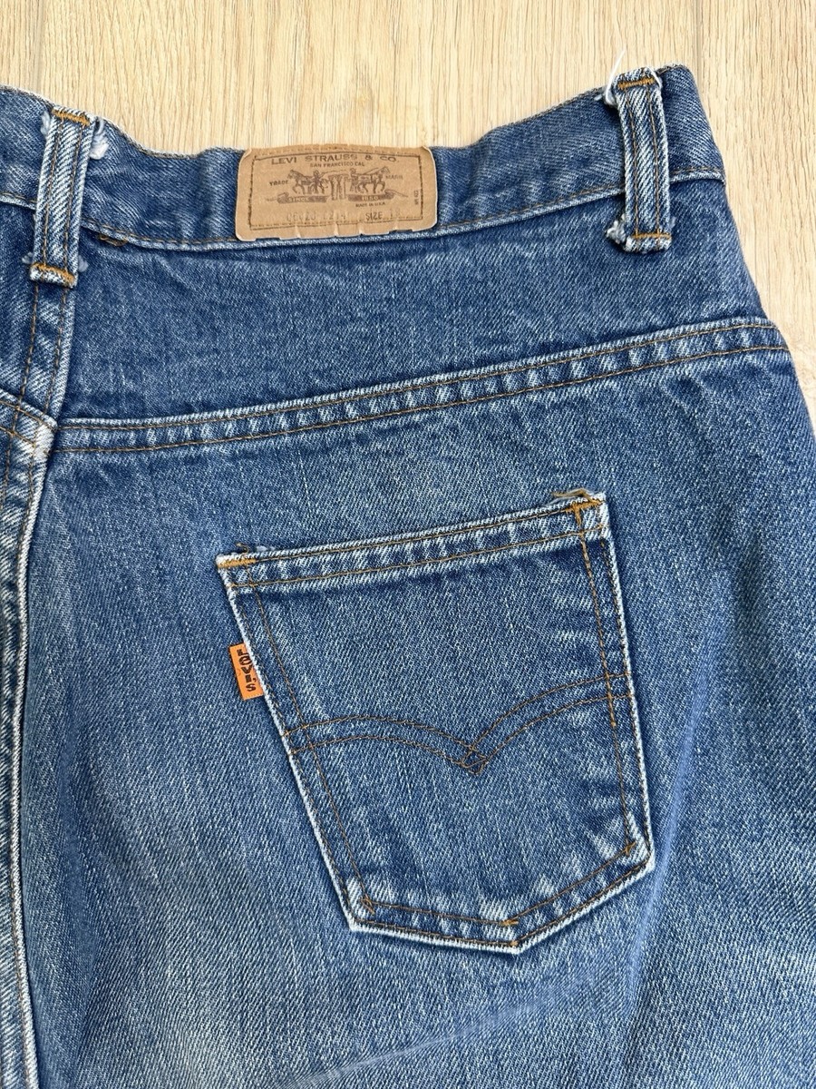 Vintage 1970s Levi's Orange Tab 693 Wide Leg Jeans, Size 19, 34 X