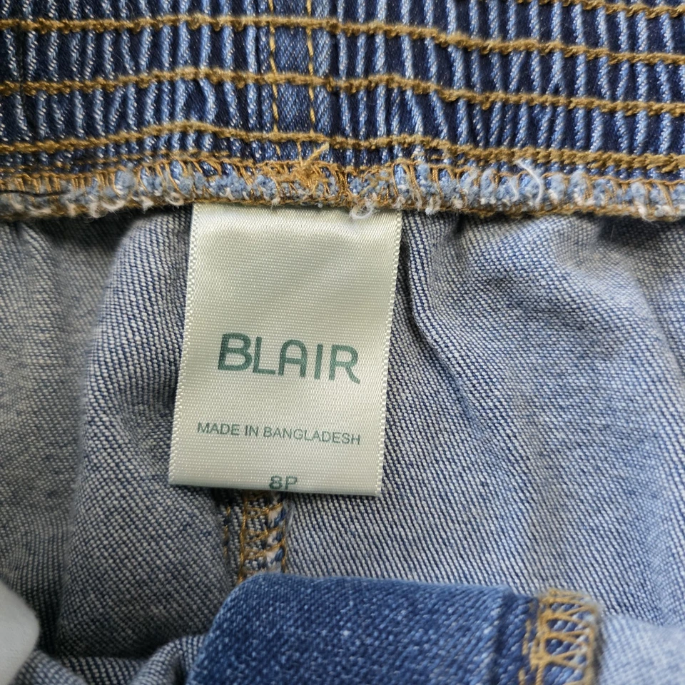 Saia lápis Blair feminina tamanho 8P azul lavagem média denim bolso - Imagem 2 de 4