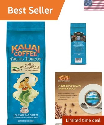 Kauai Hawaiian Coffee, 10 oz Medium Roast with Vanilla Macadamia Flavor