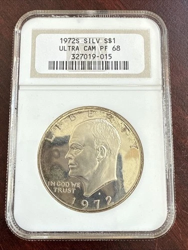1972 S Silver Eisenhower Dollar $1 NGC PF 68 Ultra Cameo