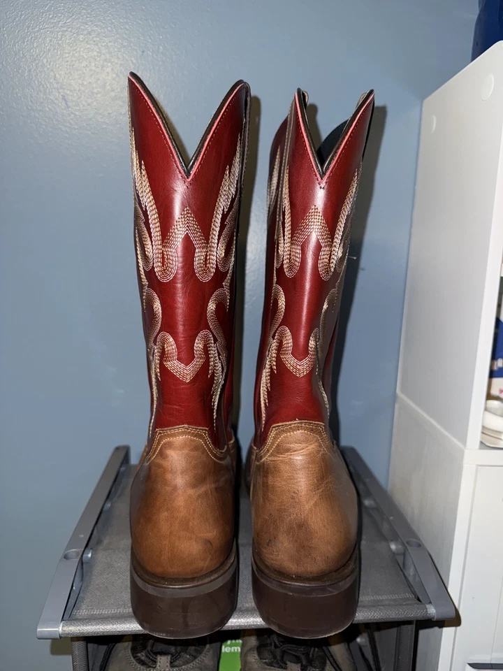 Masterson 男式西部牛仔靴方头皮革 - 尺码 11 - RBC 803 — 第 2/4 张图片