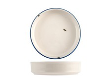 6 piatti tondi Rye in porcellana bianca con bordo blu cm 18.