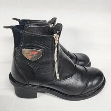 Red Wing 1671 Double Zip Women's 8D Black Leather Motorcycle Biker Boots NICE