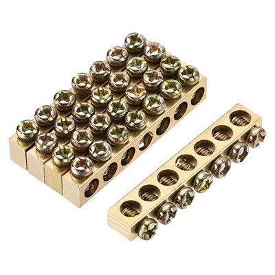 Terminal Ground Bar Brass 7 Positions for Electrical Distribution 5 Pcs *qq