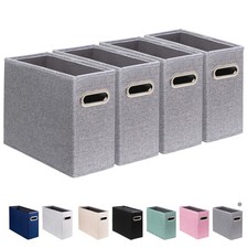 4 Pack Letter Size File Storage Box Collapsible, Fabric Hanging File Folders ...