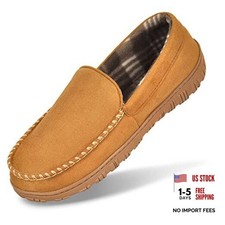 Slippers for Men House Shoes Moccasin with Comfortable Memory Foam 12 Beige