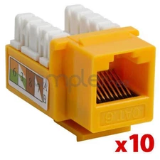 10x Cat6 RJ45 Punch Down Keystone Jack CAT6 Network Ethernet RJ45 Yellow Lot NEW