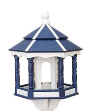 Small Poly Hexagon Bird Feeder Amish-made in USA-Navy, White