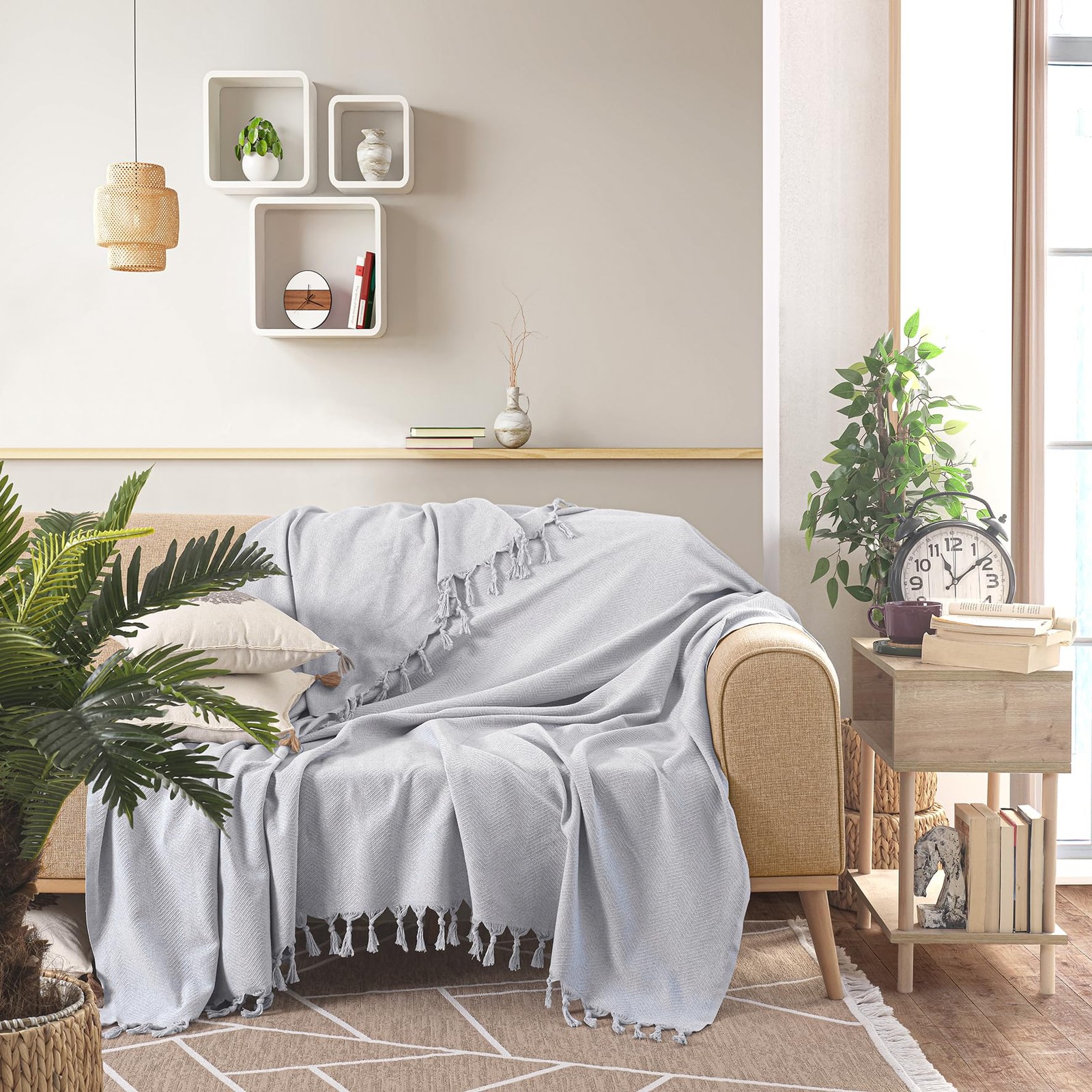 Plaid de canapé en coton pour des soirées cocooning et lit double douillet