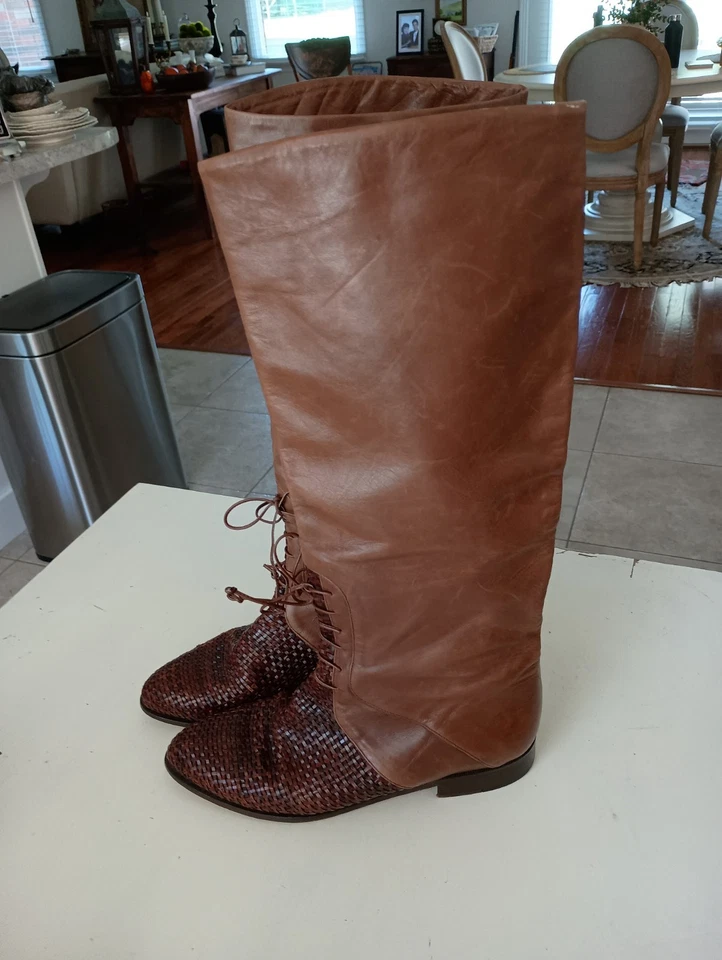 Botas de montar Charter Club 8B marrón cuero suave de colección para mujer hechas en Italia Foto 4 de 4