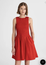 Madewell $138 The Melody Scoopback Smocked Mini Dress Festival Red Size M
