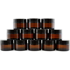1oz Amber Glass Jars, 30ml Straight Sided Cosmetic Containers/Empty for Body