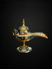 Blue Aladdin Magic Lamp Vintage Genie Lamp for Decor, Gift, or Arabian Nights