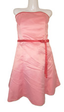 Women's Pink Strapless Pleated Flared Skirt Dress Size M W005