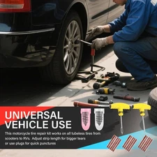 15PCS Tire Plug Kit Seal Strip + 60PCS Screw in Tire Plugs,All-In-One Flat Ti...