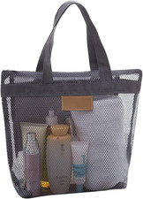 Mesh Shower Caddy, Quick Dry Portable Tote with Zipper and Inner Pocket, Beach B