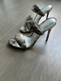 Steve Madden Saturn Snake Metallic Silver High Heel Mule Sandal Tubular Size 7.5