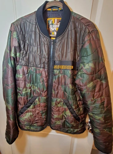 SUPERDRY Camo Bomber Jacket L. Large M50010DT British Design. great condition!!! - product listing photo