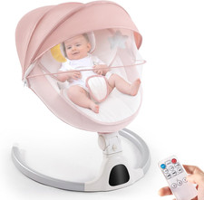 Portable Baby Swing with Music  Remote Control - Pink Infant Rocker