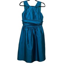 Alfred Sung Sz 8 Caspian Blue Teal Prom Bridesmaid Gown Dress Homecoming Pockets