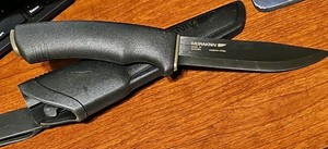 Morakniv Carbon Steel Fixed-Blade Bushcraft Knife Black Blade OD Green Pommel