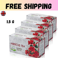 80 Tea Bags Hibiscus Tea 100% Natural - 4 Boxes 1.5 g Bags 0.10 per strip