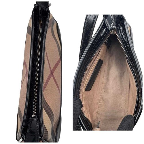 BURBERRY Handbag Shoulder Bag Small Logo Leather Beige women's USED FROM JAPAN - Picture 9 of 10