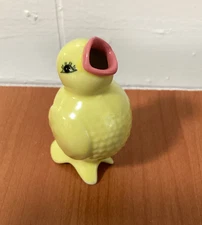 Vintage Josef Originals Yellow Pie Bird Chick Vent  Funnel Ceramic Canary Korea