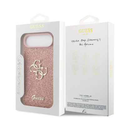 Guess PU Fixed Glitter Big 4G Metal Logo Case for iPhone 17 Air 6.5'' Pink