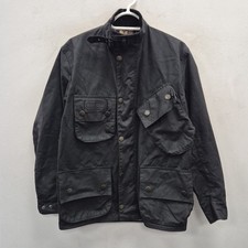 Giacca cappotto motociclista Barbour ISDT A7 Trials cera impermeabile country nero taglia C 34