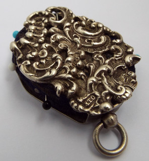 SUPERB CLEAN ENGLISH ANTIQUE 1890 SOLID STERLING SILVER CHATELAINE PIN CUSHION