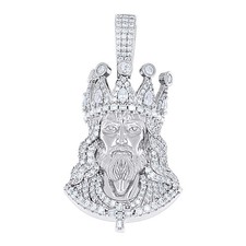 925 Sterlingsilber Birne Moissanit Kopf König Krone Jesus Face Anhänger 2.12 CT