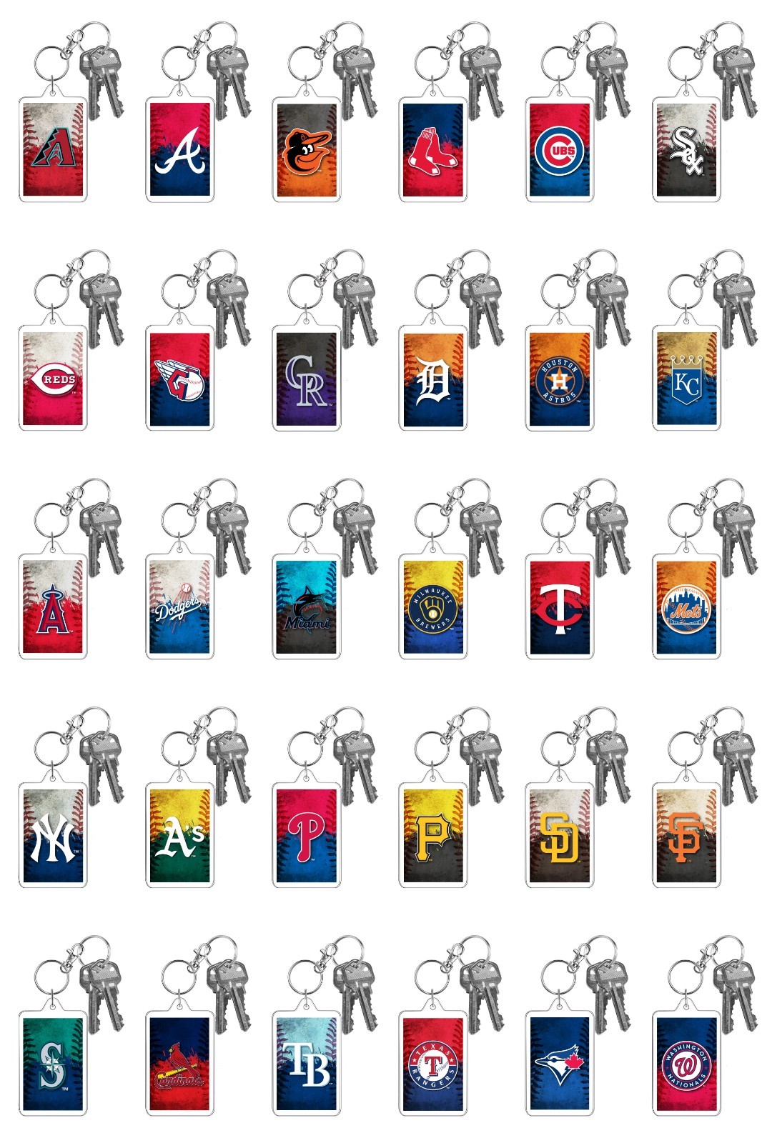 MLB Baseball Style Team Logo Color Splash Design Photo Keychain ID Badge Clip
