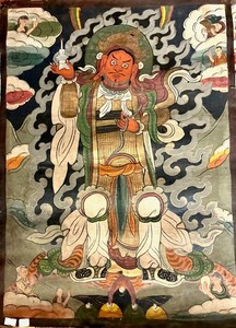 tibetan buddhist thangka, thanka painting, hand painted on cloth 18.25x24.5"