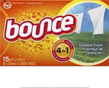 Bounce Outdoor Fresh Scented Fabric Softener Dryer Sheets, 15 Count