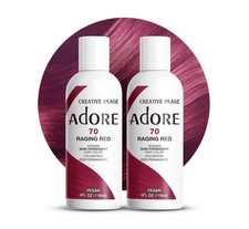 2 Pack Adore Semi Permanent Hair Dye Color 4oz  070 Raging Red 