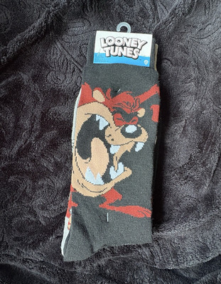 Looney Tunes Taz & Sylvester Men's Crew Socks Size 10-13 Stretch Graphic