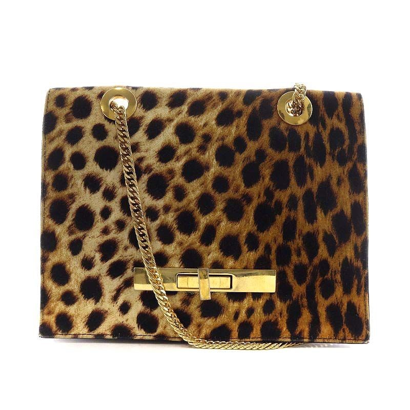 HALABY Shoulder Bag Leopard Pattern Leather Brown… - image 1