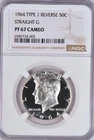 1964 Type 1 Kennedy Half Dollar Proof NGC PF 67 CAMEO PR 67 CAM Straight G Coin