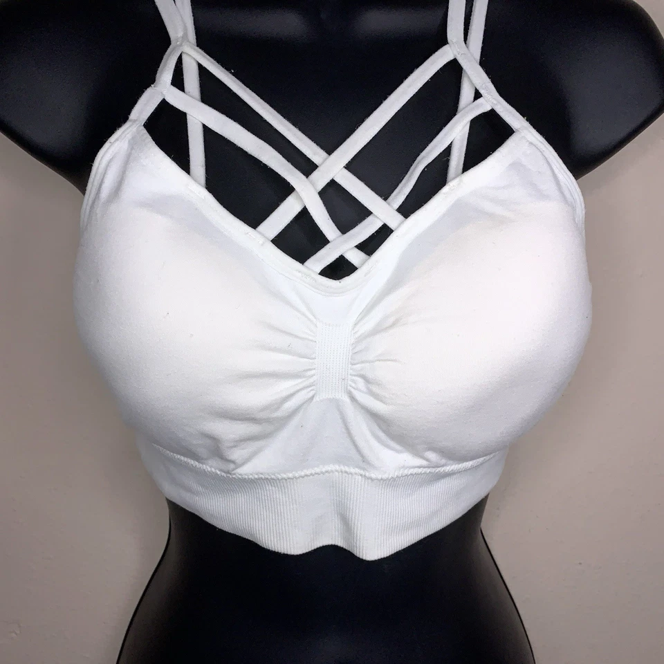 Sujetador jaula ajustado M Dynamic Seamless Apparel blanco con tiras copas extraíbles Foto 3 de 4