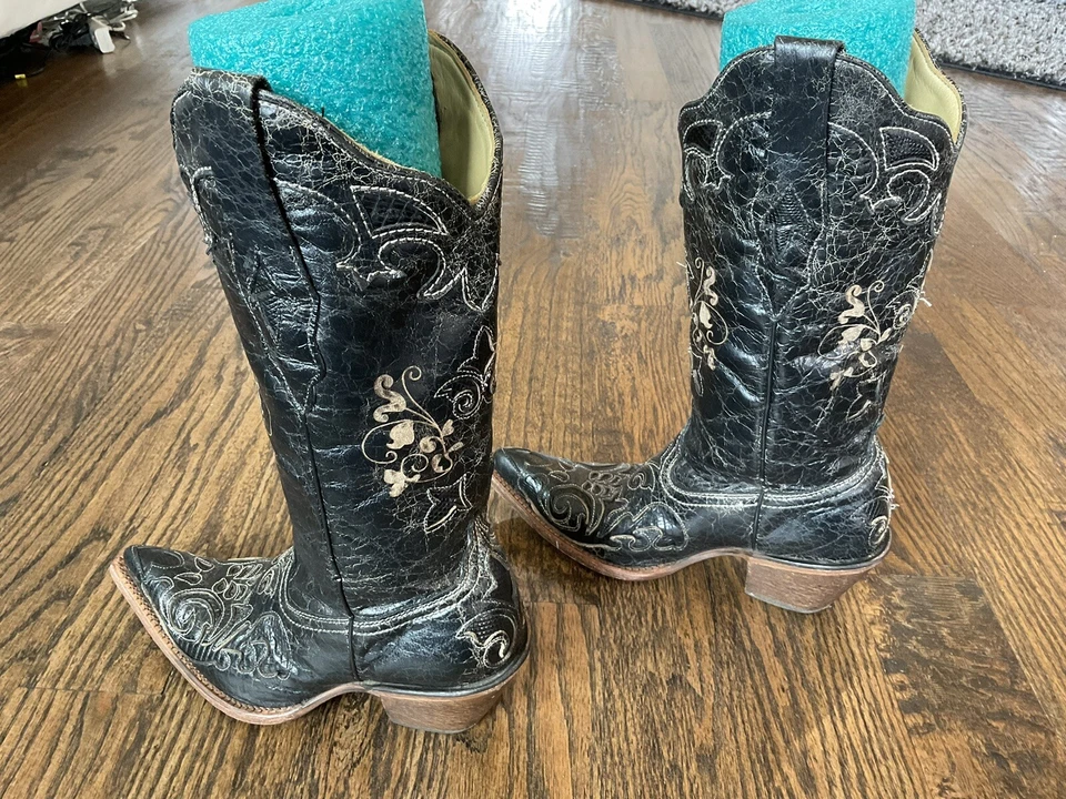 Corral Vintage C2108 Black Western Cowboy Boots Women's US Size 5.5 M - Image 4 of 4