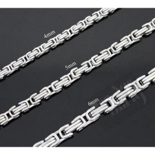 Mens 316L Stainless Steel 4/5/6mm Byzantine Box Quality Necklace Chain Jewelry