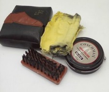 Vintage Ideal Shoe Shine Kit /travel compact Black polish/case with shoe