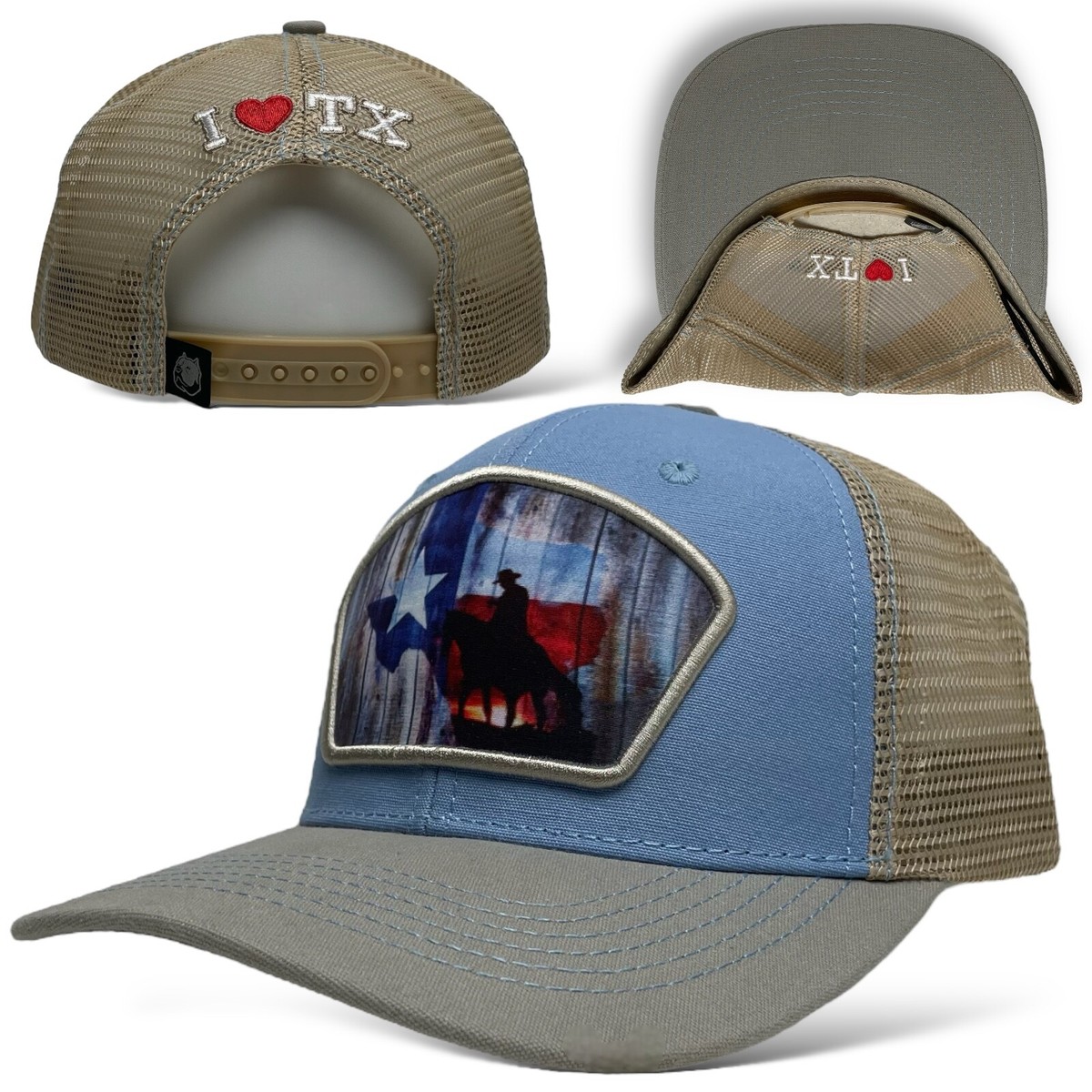 Gray Trucker Cap with Rock on Patch and Rocking Horse Patch YHG Guide Trucker Hat main image 4