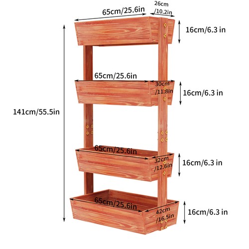 Vertical Garden Planter 4 Tier Planter Box for Outdoor Flowers Vegetable Herbs - Picture 13 of 16