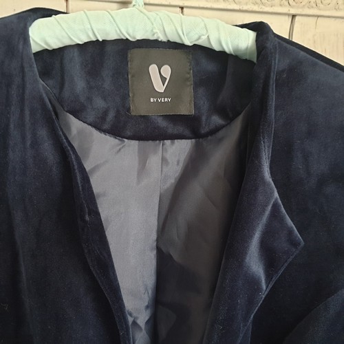V by Very Blue Velvet Jacket Sz 12 Regency Steampunk Victorian - Picture 2 of 6