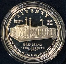 2006-S Proof San Francisco Old Mint 90% Silver Commem Dollar. Orig Box & COA
